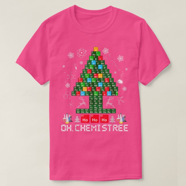 Oh Chemistree Funny Science Christmas Tree Chemist T-Shirt (Design Front)