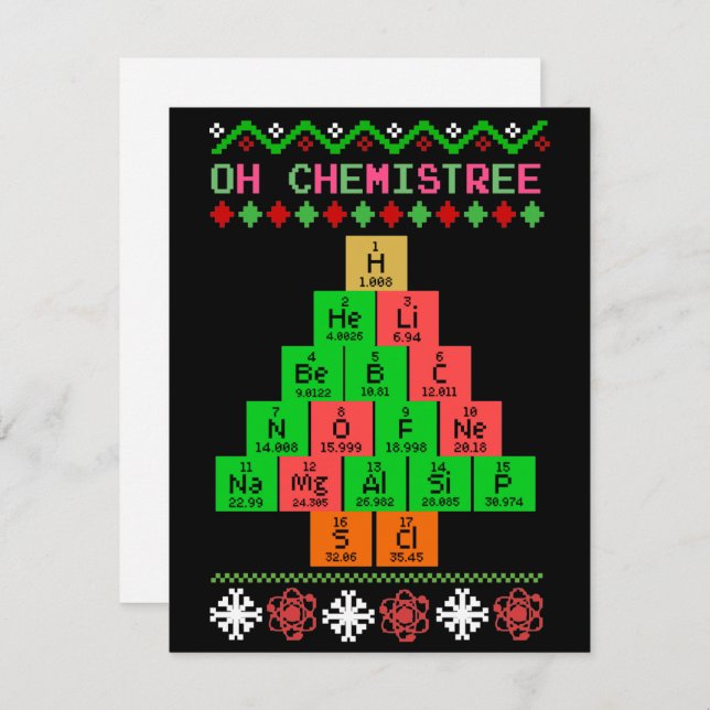 Oh Chemistree Ugly Christmas Sweater For Chemist Holiday Card (Front/Back)