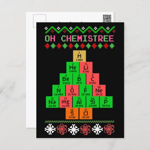 Oh Chemistree _ Ugly Christmas Sweater For Chemist Holiday Postcard