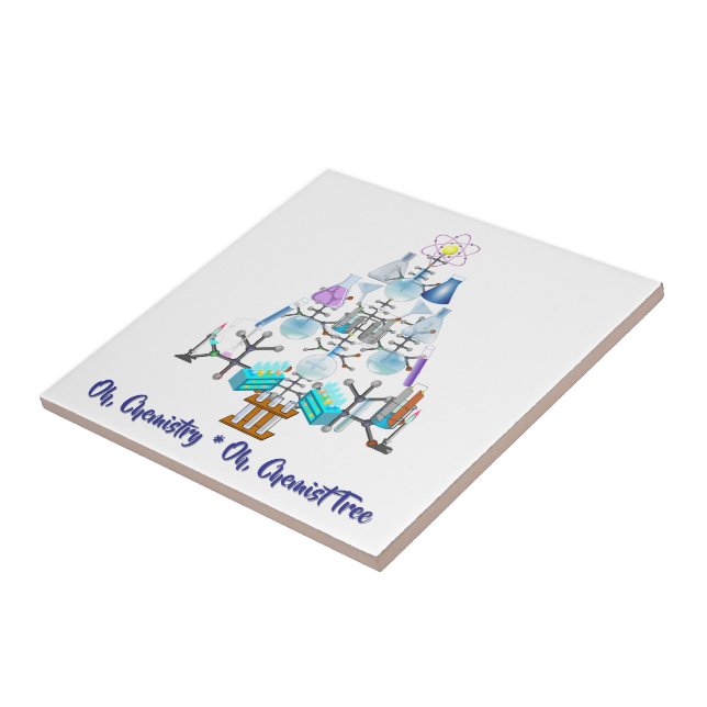 Oh Chemistry, Oh Chemist Tree Christmas Ceramic Tile (Side)