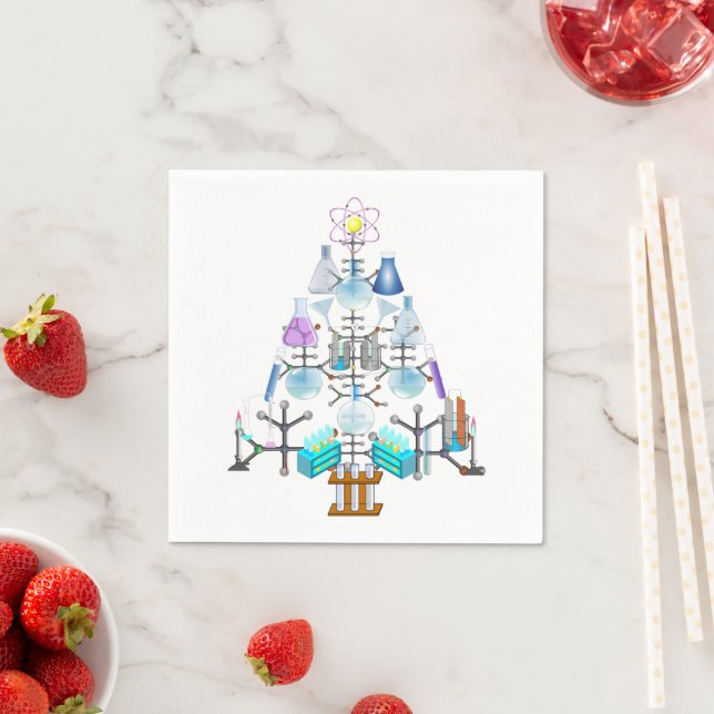 Oh Chemistry, Oh Chemist Tree Christmas Napkins (Insitu)