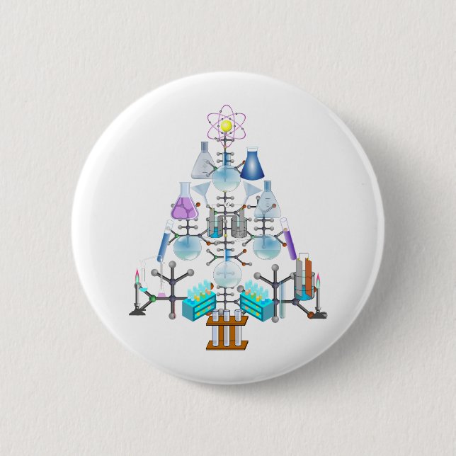 Oh Chemistry, Oh Chemist Tree Pinback Button (Front)