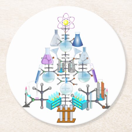 Oh Chemistry, Oh Chemist Tree Round Paper Coaster