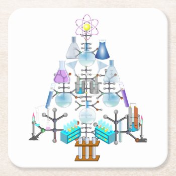 Oh Chemistry  Oh Chemist Tree Square Paper Coaster by I_Love_Xmas at Zazzle