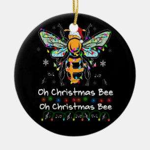 Oh Christmas Bee Bee Santa Hat Bee Light Christmas Ceramic Ornament