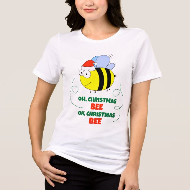 Oh Christmas Bee Funny Modern Cute Humor Festive Tri-Blend Shirt (Front)