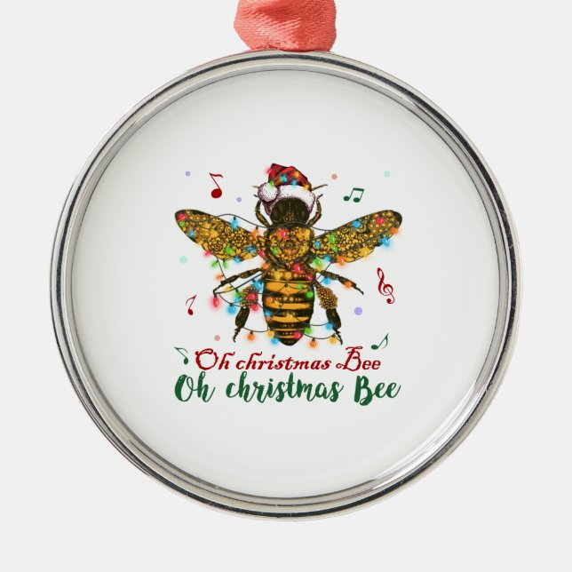 Oh Christmas Bee Oh Christmas Bee Light Metal Ornament (Front)