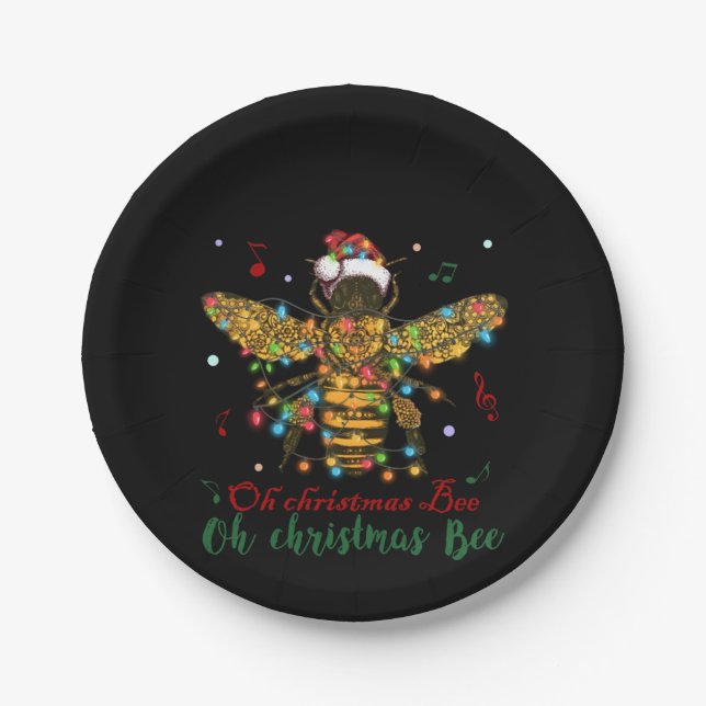 Oh Christmas Bee | Oh Christmas Bee Paper Plates (Front)