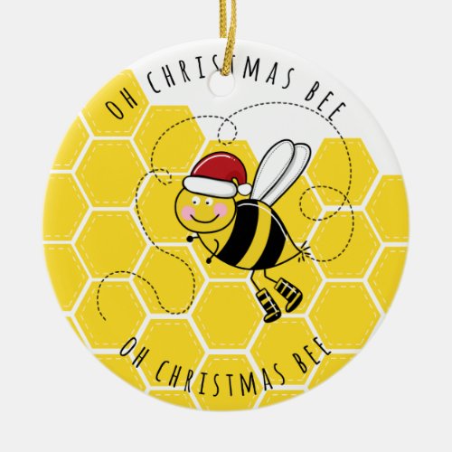 oh christmas bee tree cute funny pun card ceramic ornament