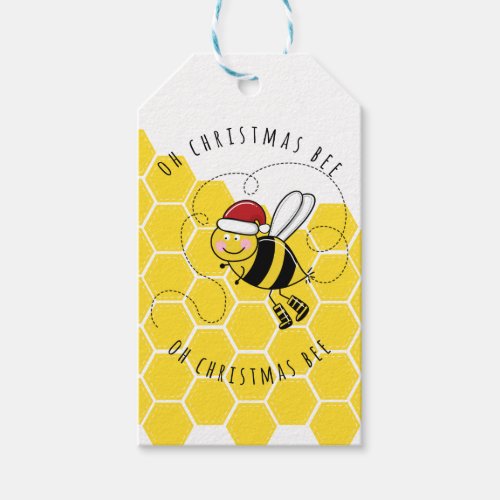 oh christmas bee tree cute funny pun card gift tags