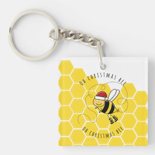 oh christmas bee tree cute funny pun card keychain