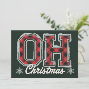 Oh Christmas Holiday Buffalo Plaid Family Party Card