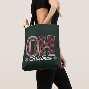 Oh Christmas Holiday Buffalo Plaid Family Party  Tote Bag