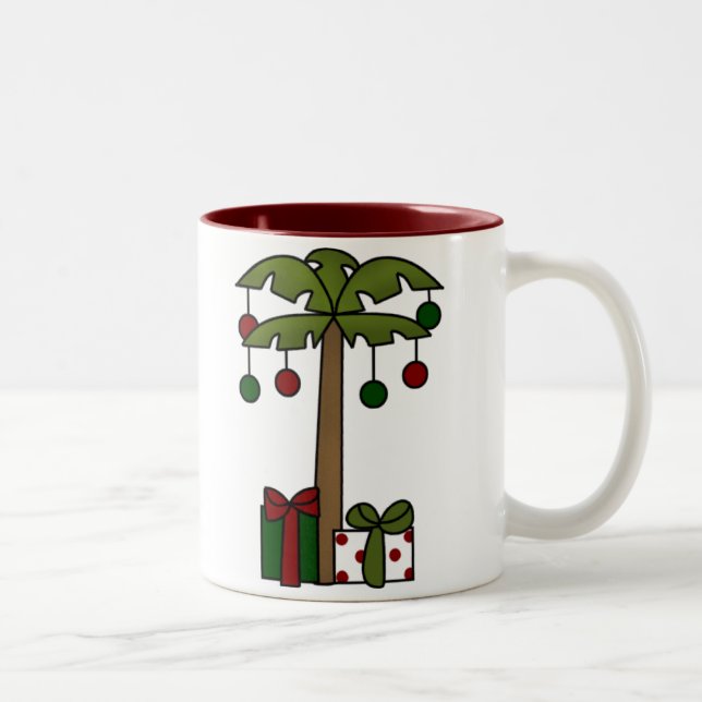 Oh Christmas Palm Tree Two-Tone Coffee Mug (Right)