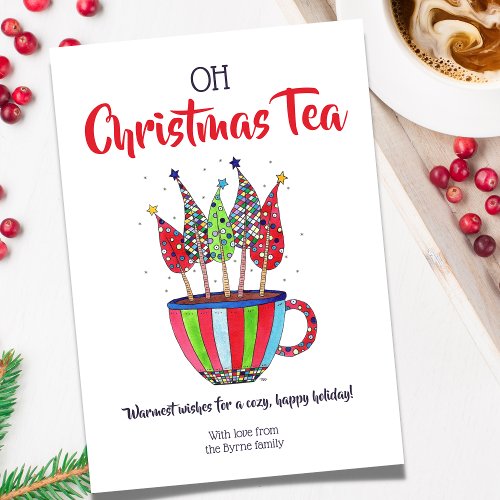 Oh Christmas Tea Disco Trees Holiday Card