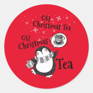 Oh Christmas Tea Penguin Lover - Tea Drinker Classic Round Sticker