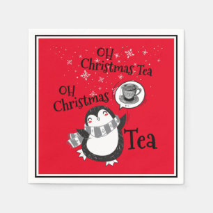 Oh Christmas Tea Penguin Lover - Tea Drinker Napkins
