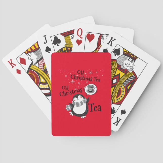 Oh Christmas Tea Penguin Lover - Tea Drinker Poker Cards (Back)