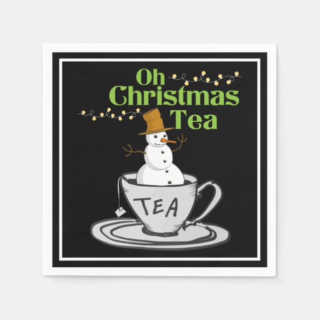 Oh Christmas Tea - Tea Lover Xmas Holiday Napkins (Front)