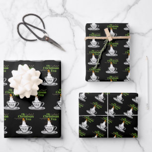 Oh Christmas Tea - Tea Lover Xmas Holiday Wrapping Paper Sheets