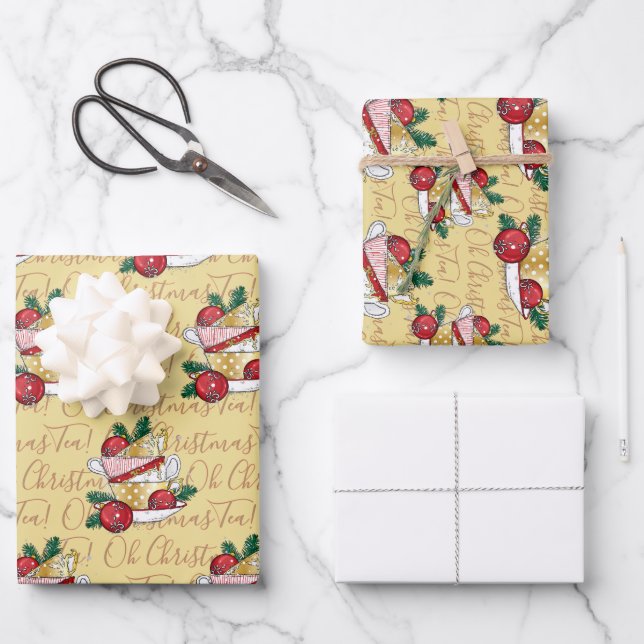 Oh Christmas Tea! Wrapping Paper Sheets (Front)