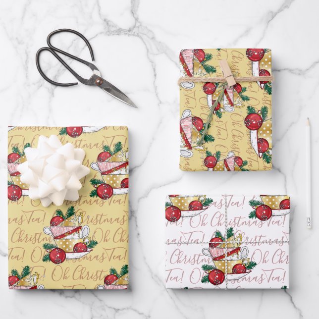 Oh Christmas Tea! Wrapping Paper Sheets (Front)