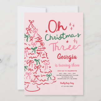 Oh Christmas Three Coquette Christmas 3rd Birthday Invitation