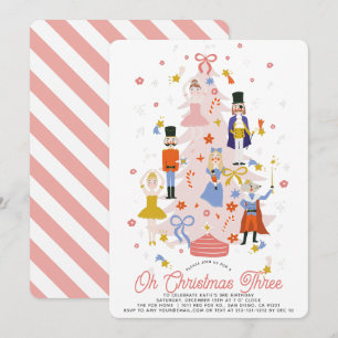 Oh Christmas Three Pink Nutcracker Girl Birthday Invitation