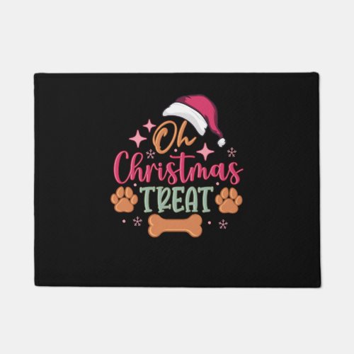Oh Christmas Treat Funny Pink Christmas Dog T shir Doormat