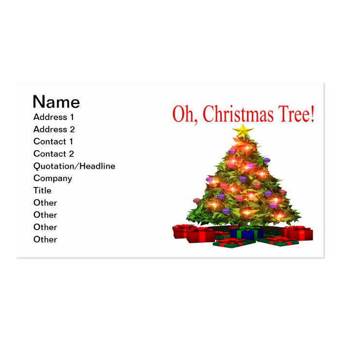 oh christmas tree business card zazzle oh christmas tree business card zazzle