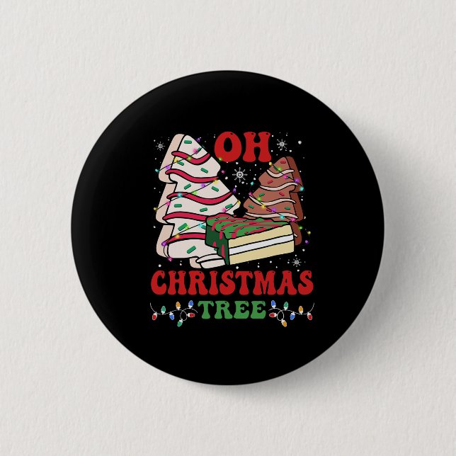 Oh Christmas Tree Cake Xmas Lights Funny Matching  Button (Front)