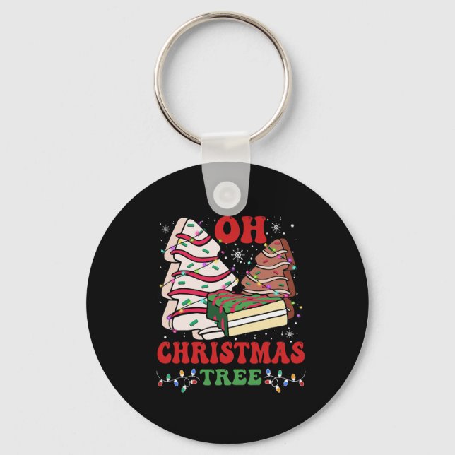 Oh Christmas Tree Cake Xmas Lights Funny Matching  Keychain (Front)