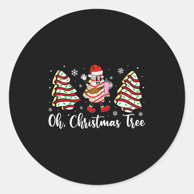 Oh Christmas Tree Cakes Debbie Becky Jen Cake Love Classic Round Sticker (Front)