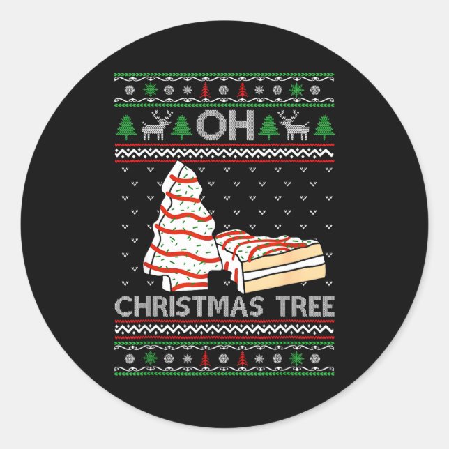 Oh Christmas Tree Cakes Debbie Becky Jen Cake Love Classic Round Sticker (Front)