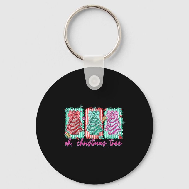 Oh Christmas Tree Cakes Debbie Becky Jen Cake Love Keychain (Front)