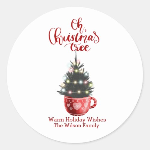 Oh Christmas Tree Hot Chocolate Personalized   Classic Round Sticker
