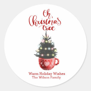 Oh Christmas Tree Hot Chocolate Personalized Classic Round Sticker