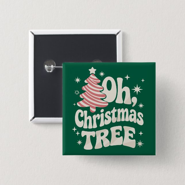 Oh Christmas Tree Light Merry Christmas Xmas  Button (Front & Back)