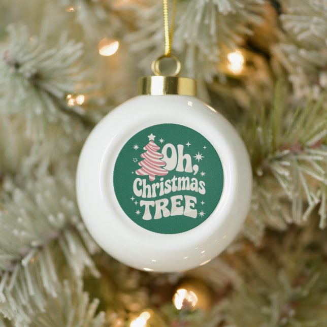 Oh Christmas Tree Light Merry Christmas Xmas  Ceramic Ball Christmas Ornament (Tree)