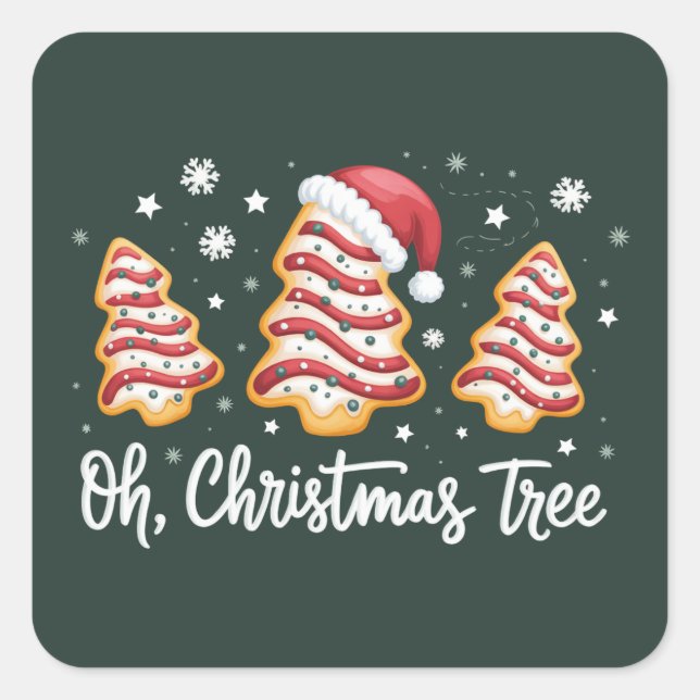 Oh, Christmas Tree Merry Christmas Debbie Cookie Square Sticker (Front)