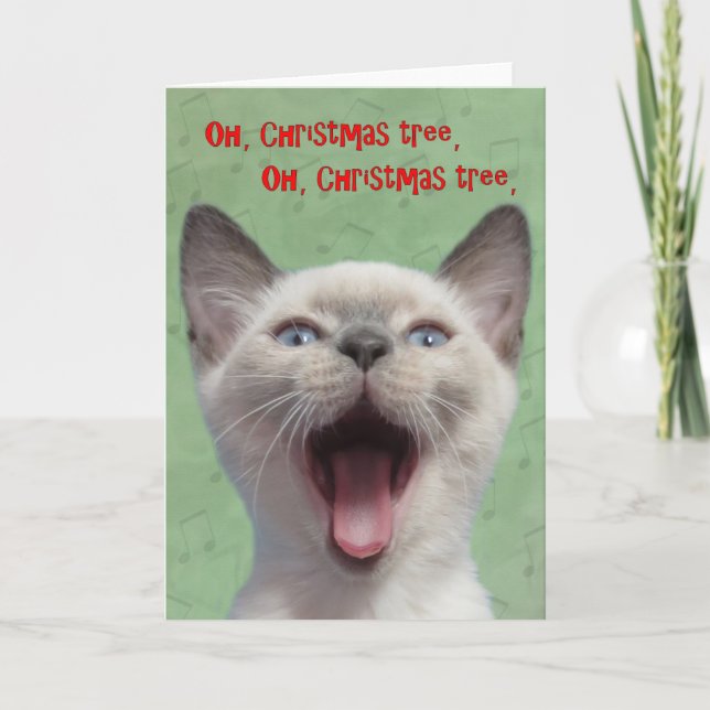 Oh Christmas Tree Siamese Kitten Card (Front)