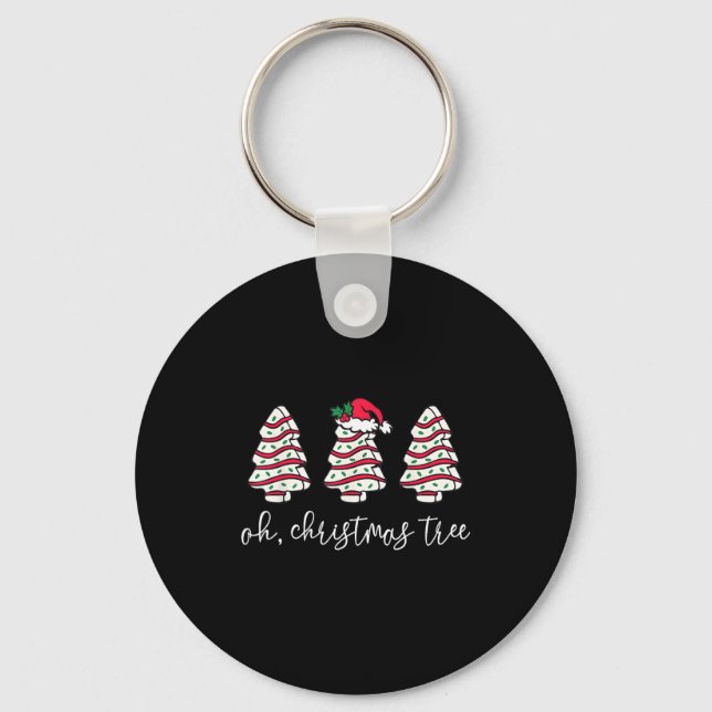 Oh Christmas Tree Sweater Christmas Tree Cake Farm Keychain (Front)