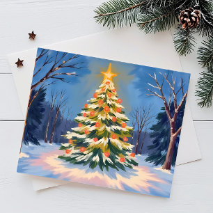 Oh Christmas Tree Watercolor Holiday Postcard