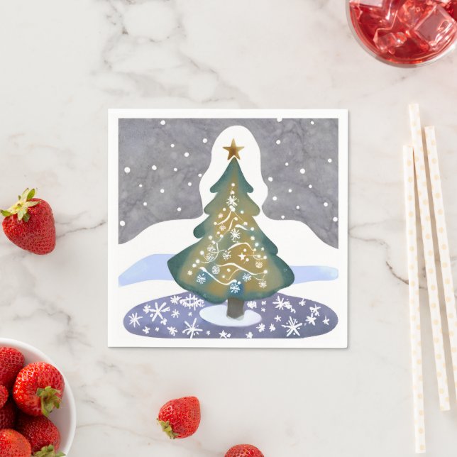 Oh Christmas Tree | Watercolor Winter Painting Napkins (Insitu)