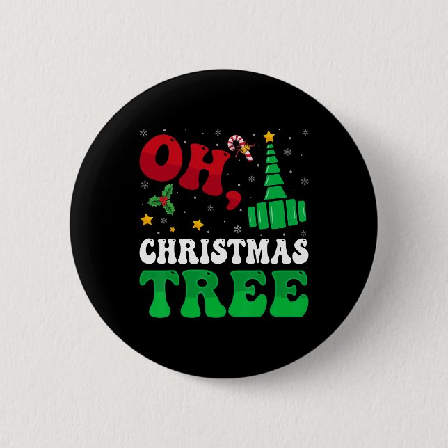 Oh Christmas Tree Xmas Lights Rt Respiratory Thera Button (Front)