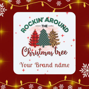 OH Christmas tree Your brand name Corporate Bulk Square Sticker