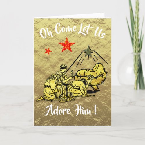 Oh Come Let us Adore Him Baby Jesus Christmas Holi Holiday Card