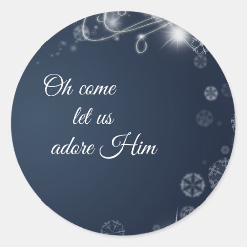 Oh Come Let us Adore Him Christian Christmas Classic Round Sticker