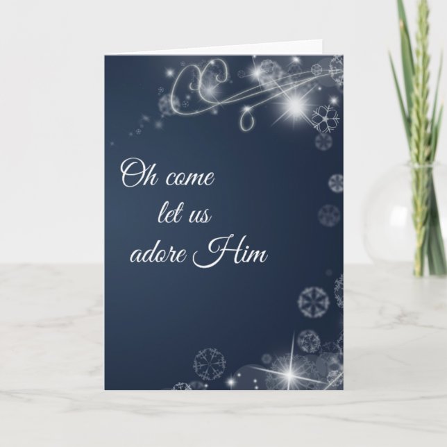 Oh Come Let us Adore Him Christian Christmas Holiday Card (Front)