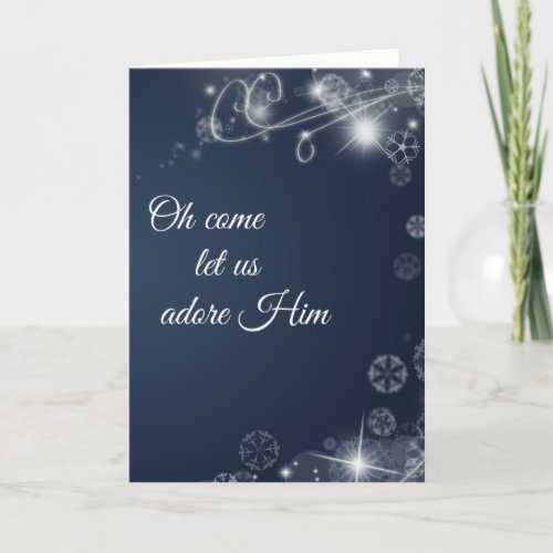 Oh Come Let us Adore Him Christian Christmas Holiday Card